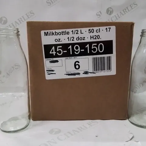 BOXED SET OF 6 GLASS MILK BOTTLES