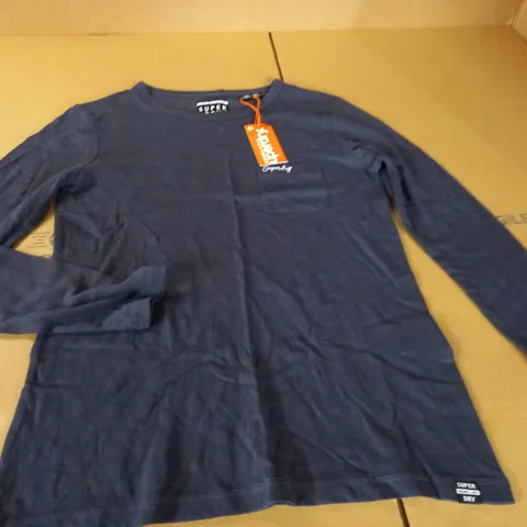 SUPERDRY RINSED NAVY LONG SLEEVED TOP - UK 8