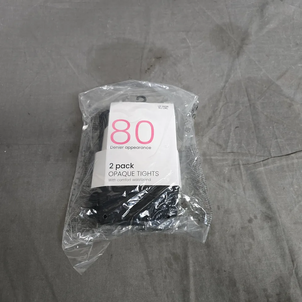 2 Pack Opaque Tights, 80 Denier Appearance – Black