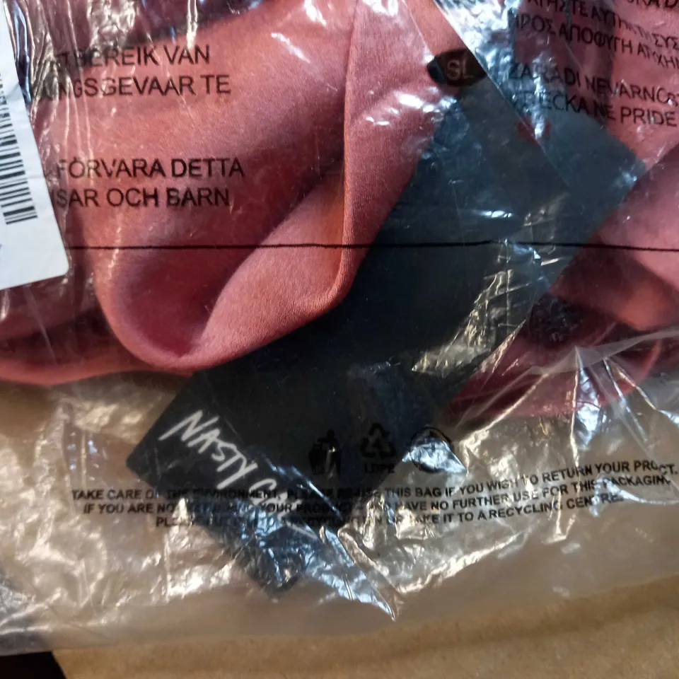 PACKAGED NASTY GAL ROSE SATIN V NECK WRAP MAXI DRESS - SIZE 4