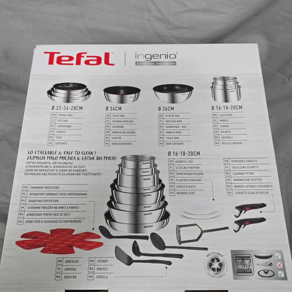 BOXED TEFAL INGENIO 22 PIECE COOKWARE SET 