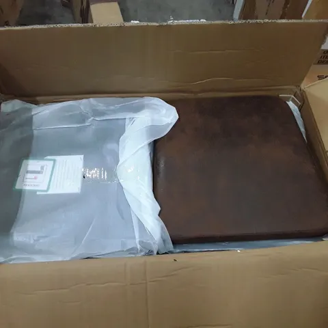 BOXED SET OF 6 BROWN FAUX LEATHER DINING CHAIRS