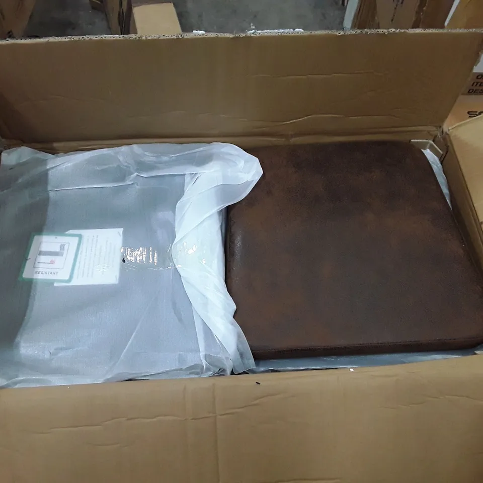 BOXED SET OF 6 BROWN FAUX LEATHER DINING CHAIRS