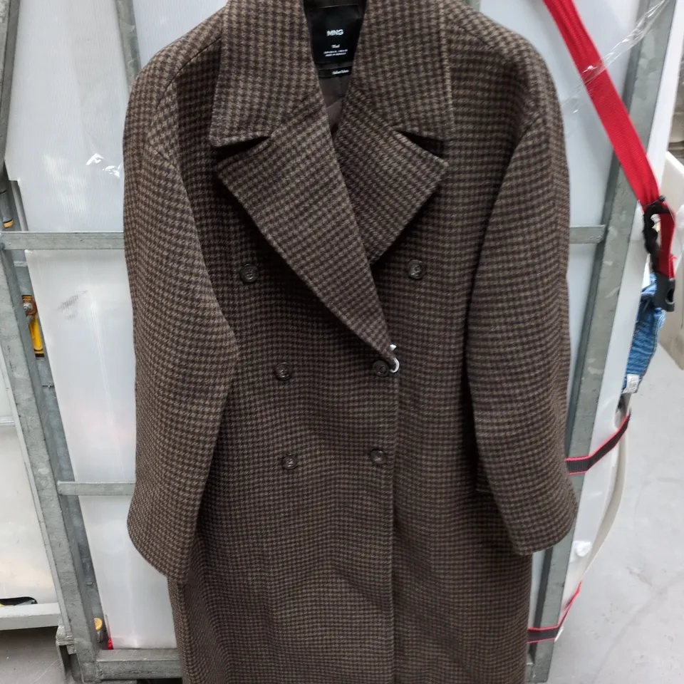 MNG WOOL COAT – BROWN CHECK, WOMEN'S DOUBLE-BREASTED