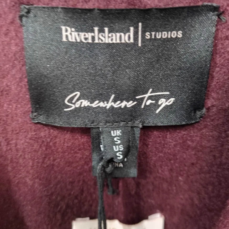 RIVER ISLAND STUDIOS BURGUNDY WRAP JACKET – UK SIZE S (WOMEN)