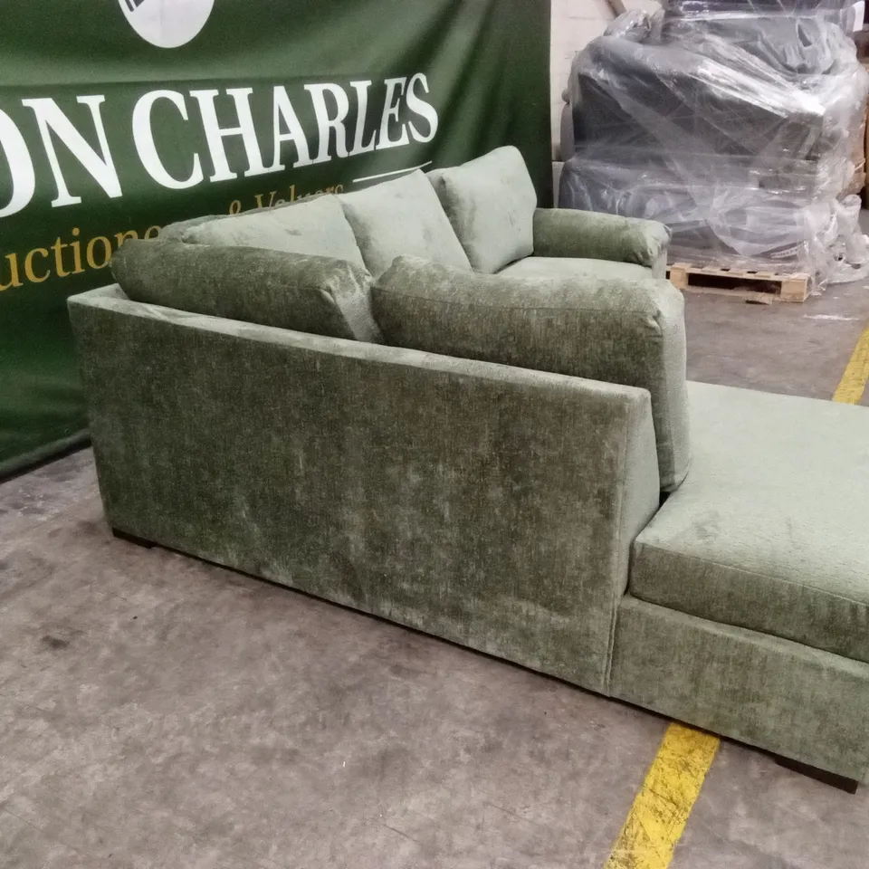 SALERNO STANDARD BACK FABRIC LEFT HAND CORNER CHAISE SOFA - GREEN RRP £999