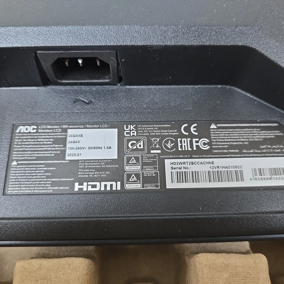 AOC LCD MONITOR – 24-INCH, MODEL 24G4X