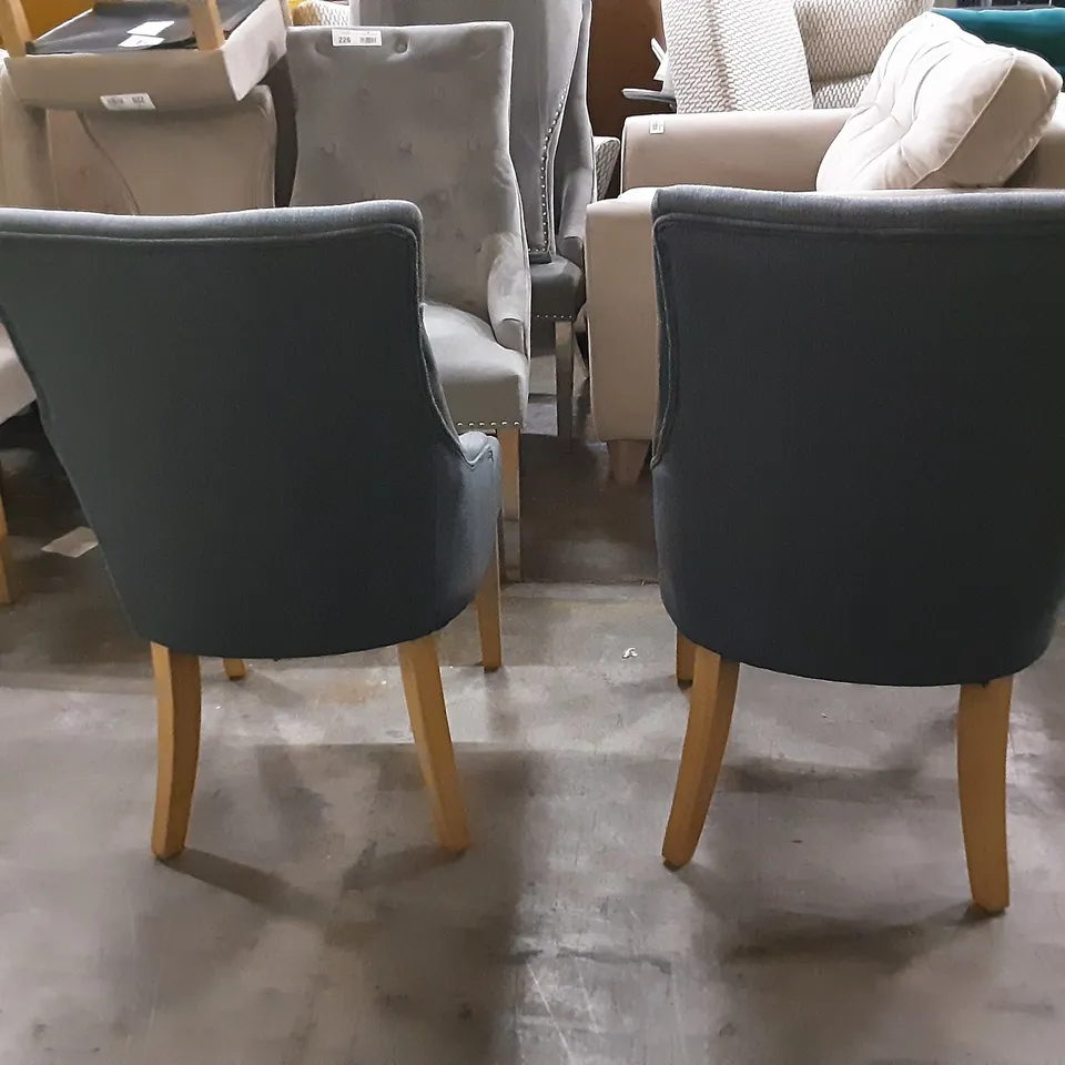 DESIGNER PAIR OF DARK GREY FABRIC DINING CHAIRS