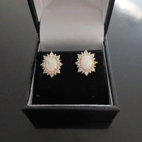 DIAMONIQUE OPAL STUD EARRINGS GOLD PLATED