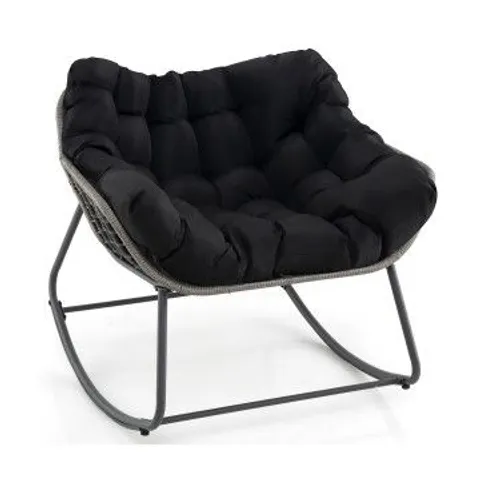 BOXED COSTWAY OUTDOOR ROCKING CHAIR WITH PADDED CUSHION, BLACK