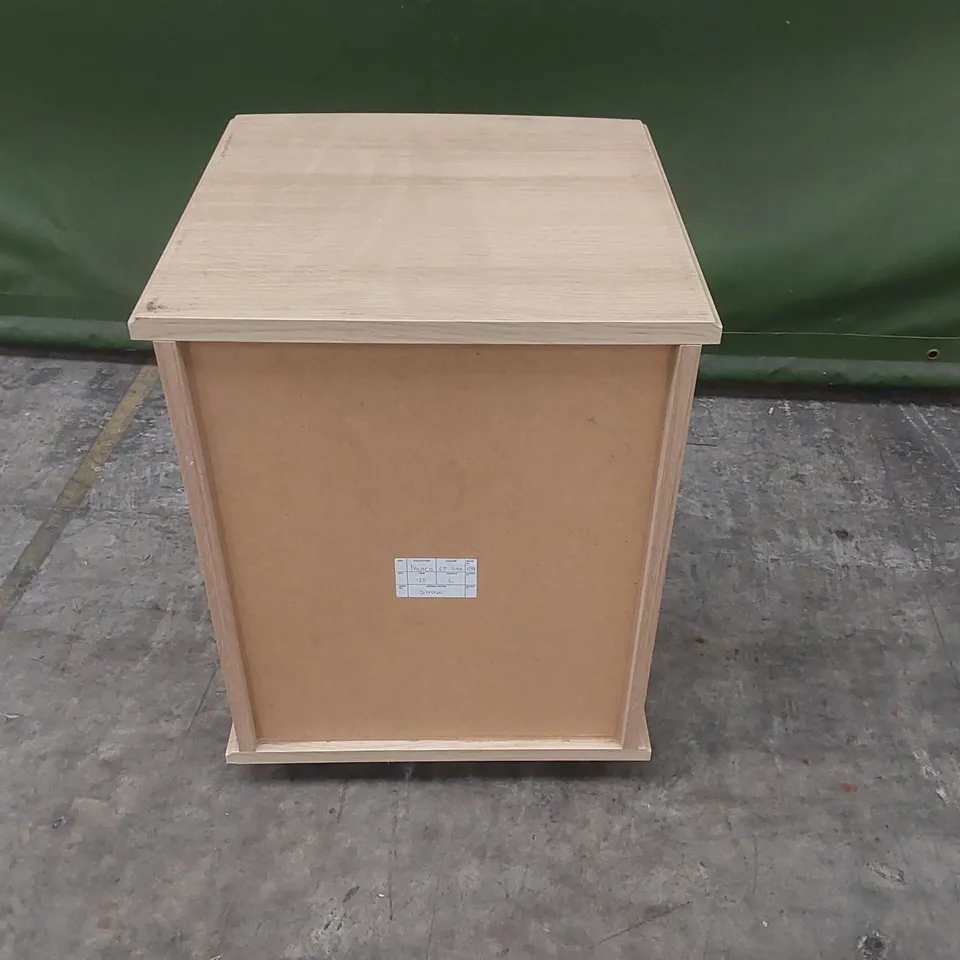 DESIGNER 2 DRAWER WOODEN BEDSIDE TABLE ON WHEELS