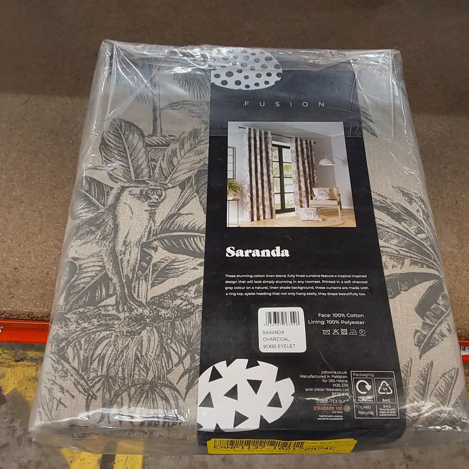 BAGGED EYELET ROOM DARKENING CURTAINS - SARANDA CHARCOAL // 90" X 90" (1 ITEM)