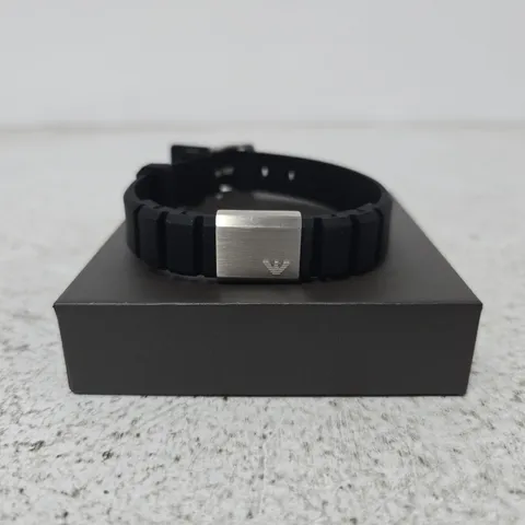 EMPORIO ARMANI BLACK RUBBER/STAINLESS STEEL BRACELET