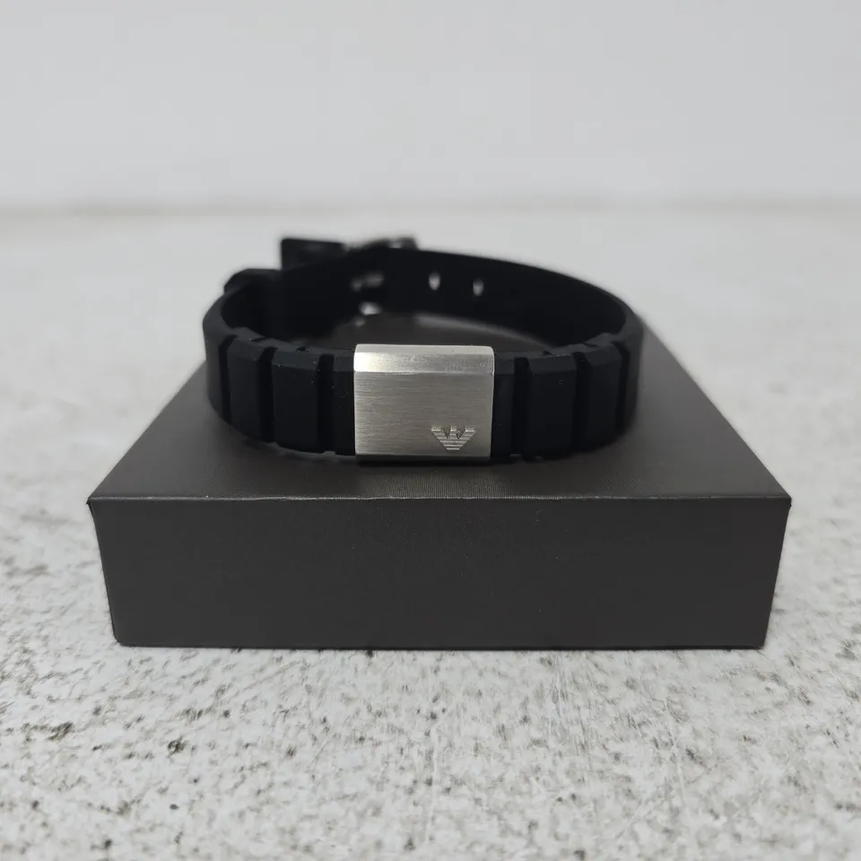 EMPORIO ARMANI BLACK RUBBER/STAINLESS STEEL BRACELET