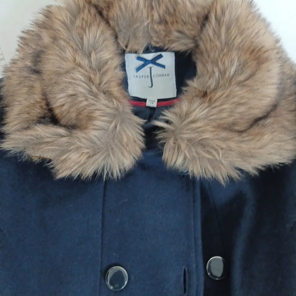 jasper Conran navy faux fur collared coat - age 14