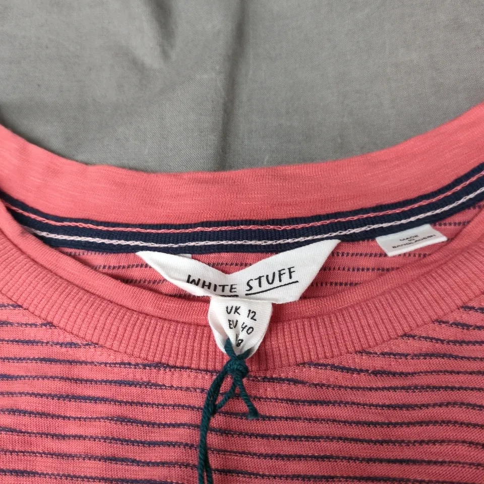 WHITE STUFF WOMEN'S PINK STRIPED KNIT TOP, UK 12 (EU 40) – NEW WITH TAGS