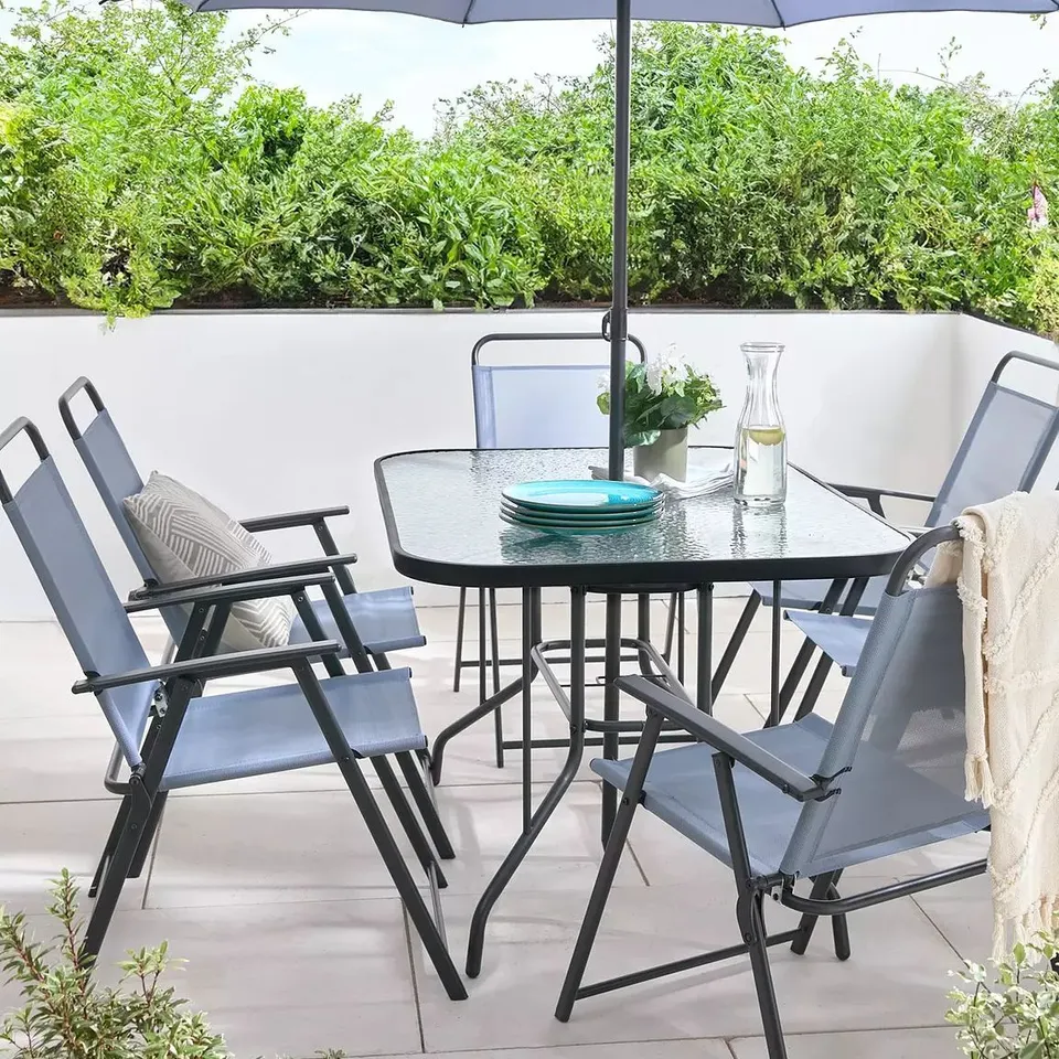 BOXED SANTA CRUZ 8 PIECE DINING SET- BLUE