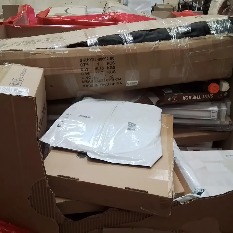 PALLET OF ASSORTED HOUSEHOLD GOODS AND PRODUCTS TO INCLUDE;TOILET SEAT,BABY STROLLER,SHOE DRAW