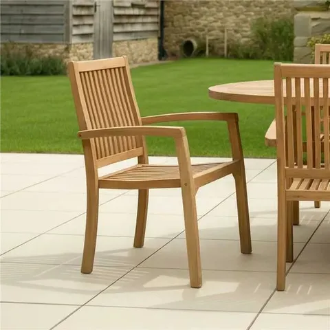 BOXED TEAK STACKING CHAIRS 2 PC (1 BOX)