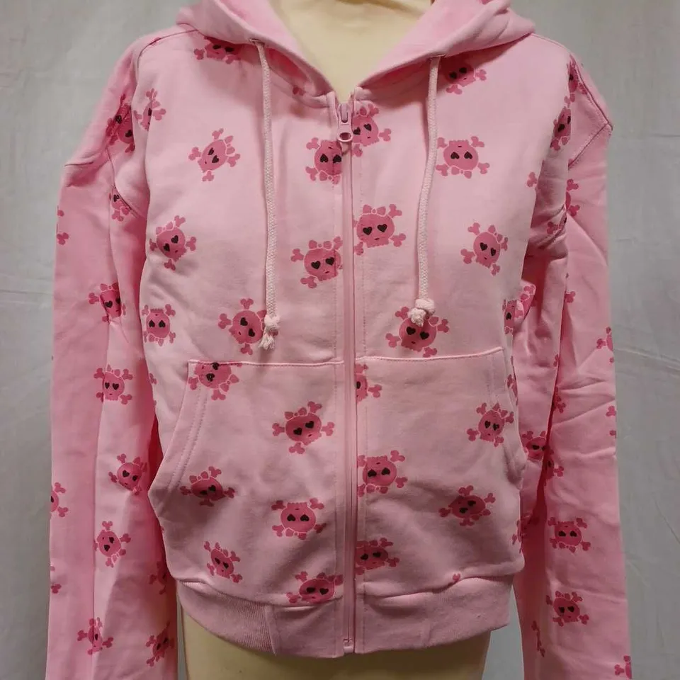 BRAND NEW KOI INVADER OF SPACE UNISEX ZIP UP HOODIE, PINK - SIZE XS