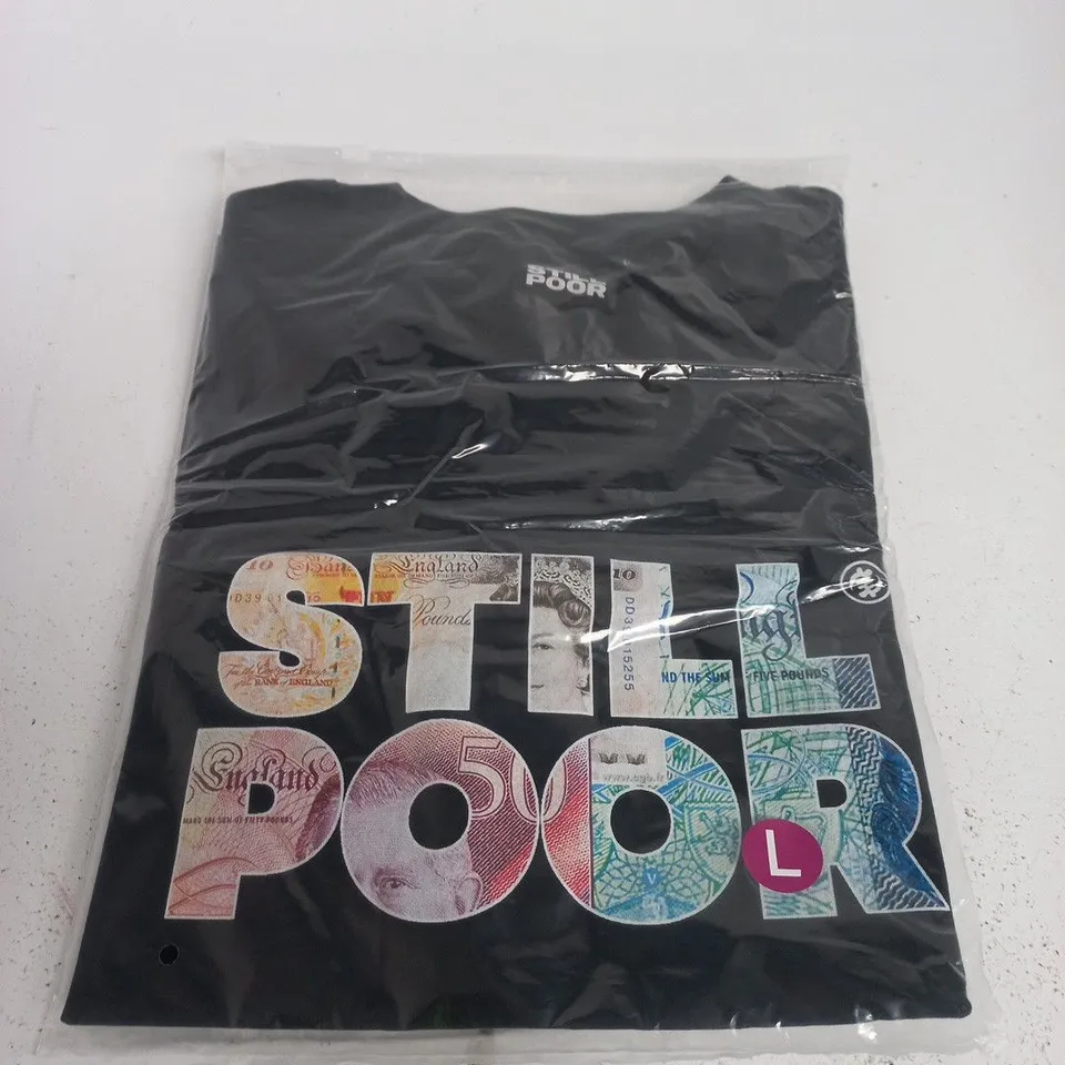 STILL POOR BLACK T-SHIRT, SIZE L