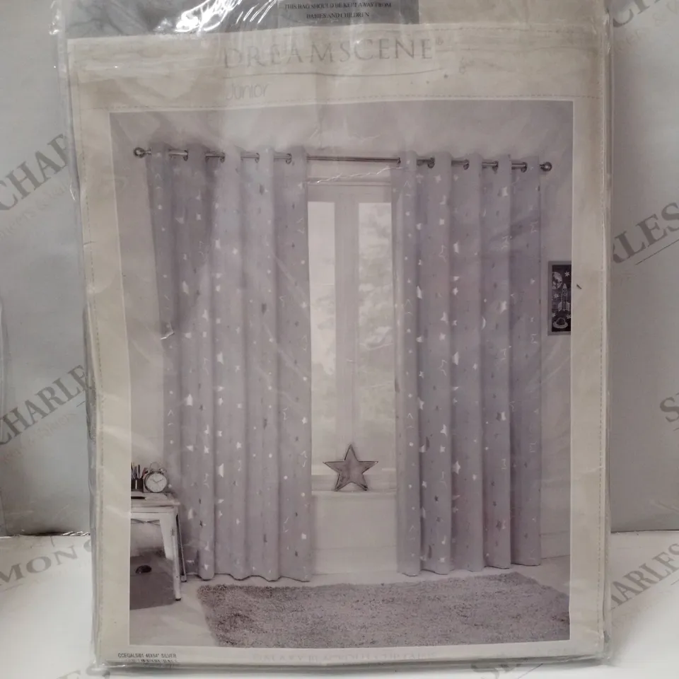 BRAND NEW DREAMSCENE JUNIOR GALAXY BLACKOUT CURTAINS 117×137CM - SILVER