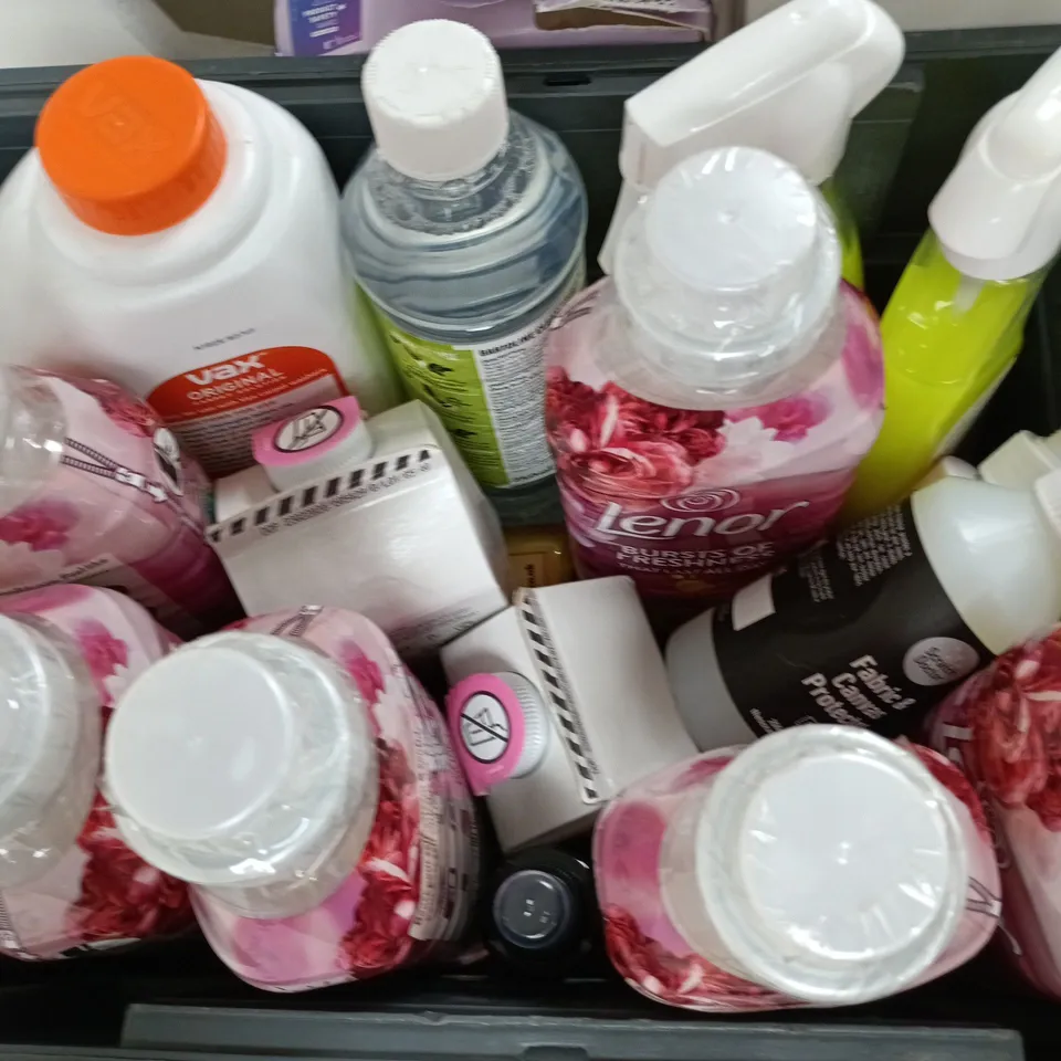 APPROXIMATELY 12 ASSORTED HOUSEHOLD ITEMS TO INCLUDE LENOR JASMINE & RED BERRIES, REGATTA WASH-IN GARMENT CLEANER, SMOL WASHING UP LIQUID, ETC - COLLECTION ONLY