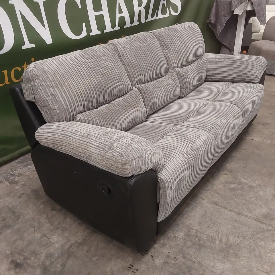 SIENNA FABRIC/FAUX LEATHER HIGH BACK 3 SEATER RECLINER SOFA RRP £849
