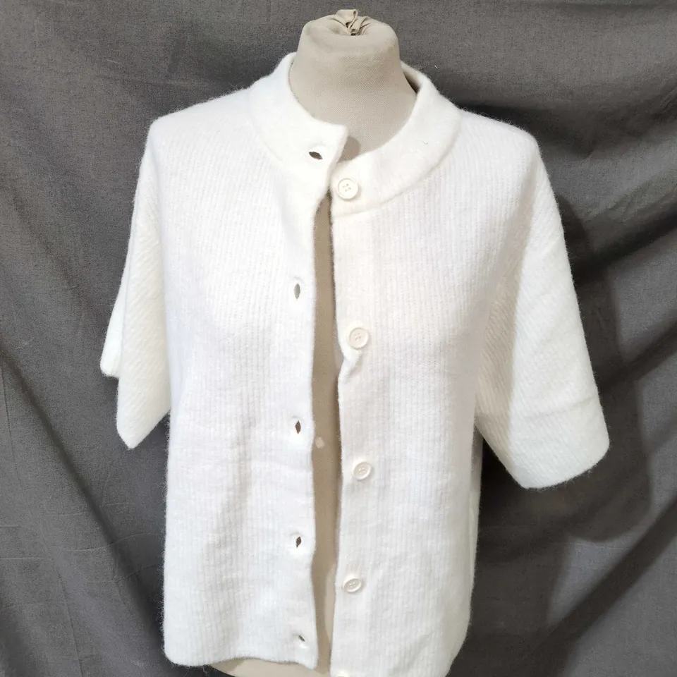 NAKID KNITTED SHORT SLEEVE CARDIGAN – OFF WHITE, SIZE S