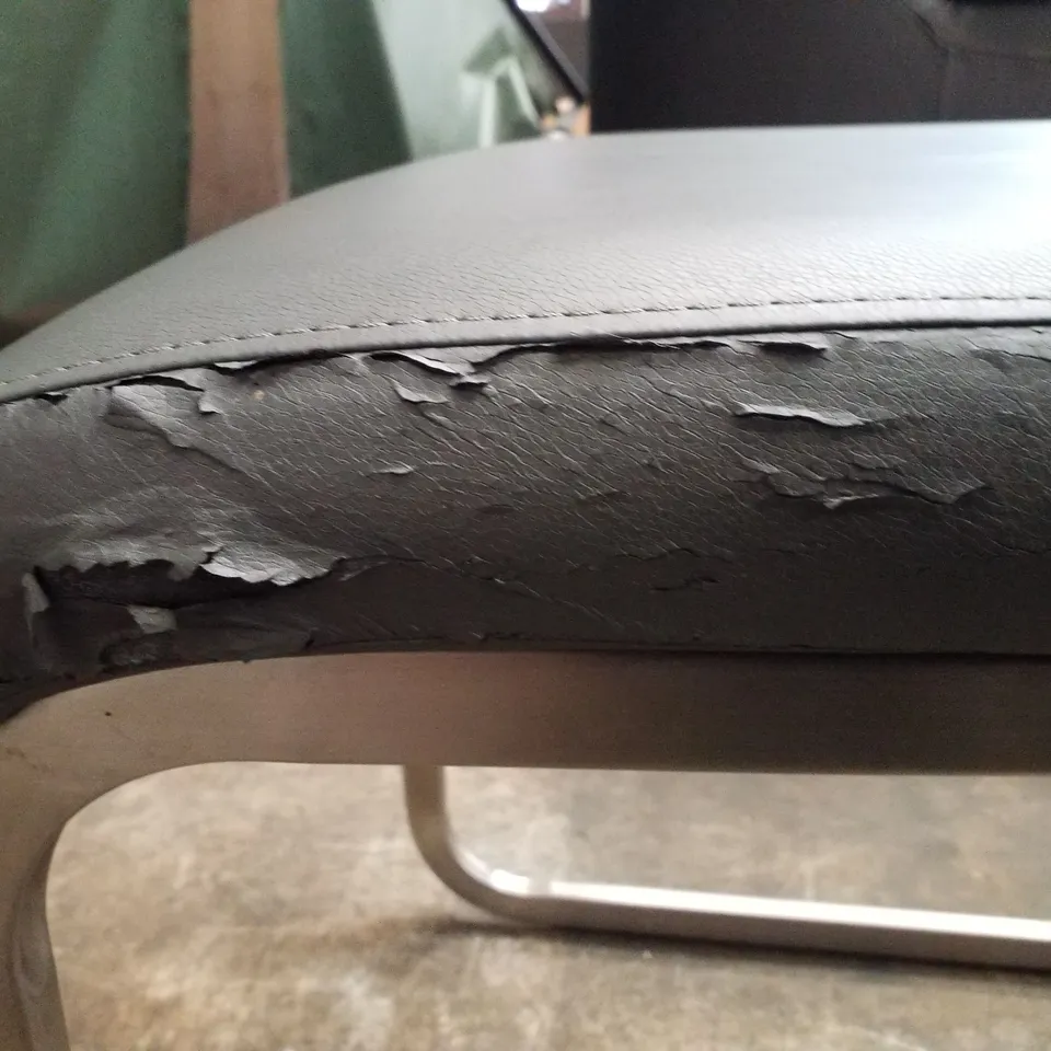 DARK GREY FAUX LEATHER DINING CHAIR 