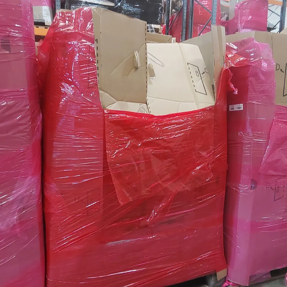 PALLET OF ASSORTED ITEMS INCLUDING: TOY KITCHEN, RETRACTABLE GATE, MAT, LED 32" TELEVISION, WAGON CART ECT