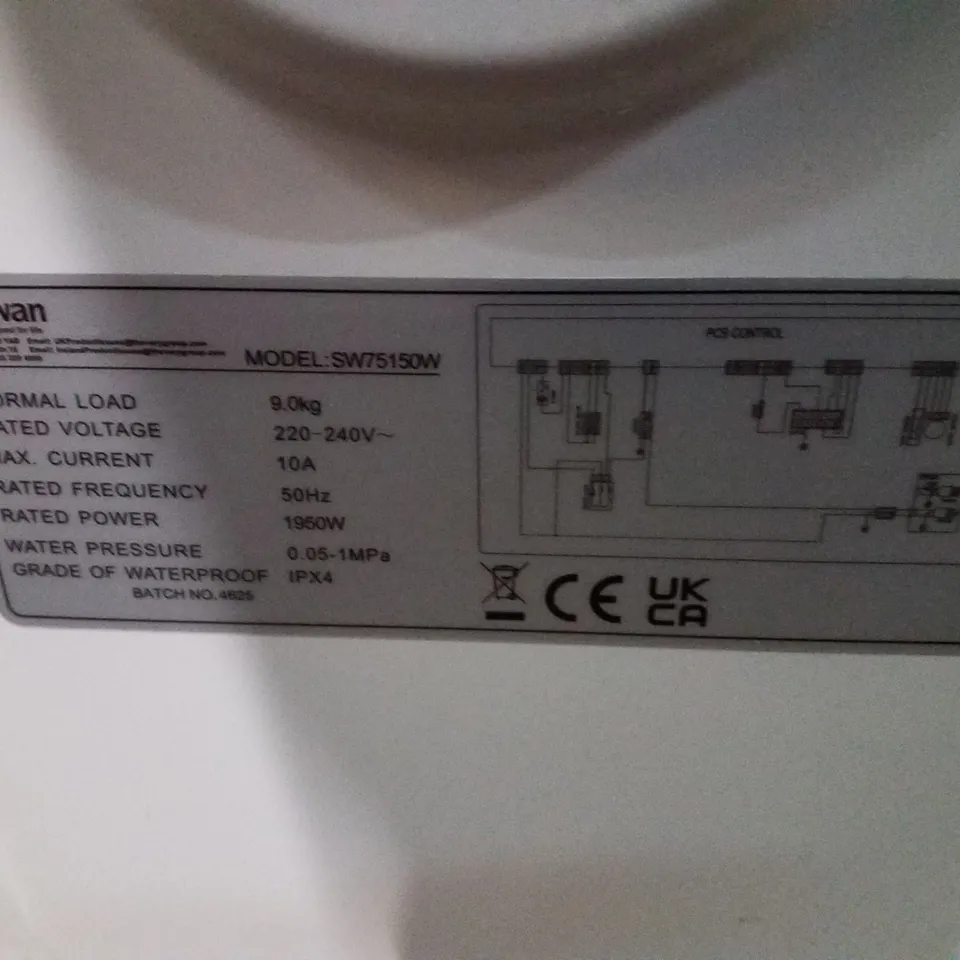 SWAN SW75150W 9KG 1400RPM WASHING MACHINE - WHITE