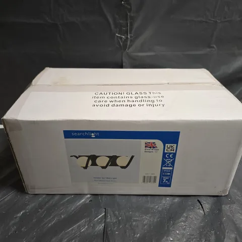 SEARCHLIGHT TWISTER 3LT WALL LIGHT – MATT BLACK/OPAL GLASS – BOXED