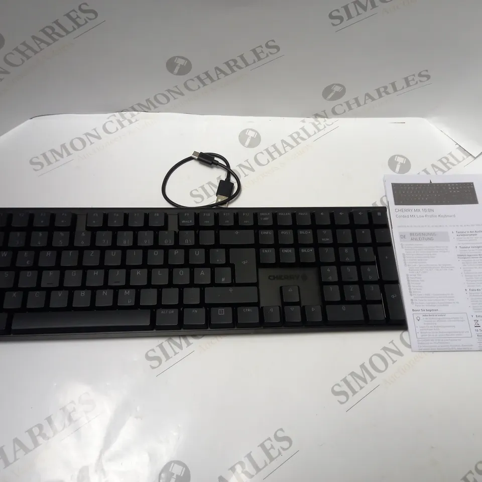 CHERRY MX 10.0N CORDED MX LOW PROFILE KEYBOARD, WITH USB CABLE AND INSTRUCTIONS
