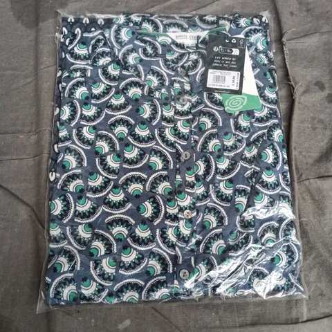 BAGGED WHITE STUFF JERSEY SHIRT DRESS – NAVY MULTI – UK 20R