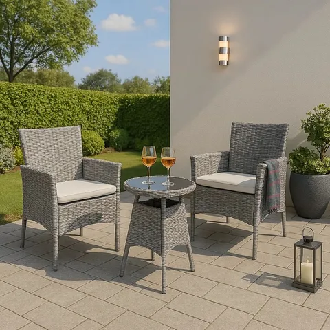 BOXED SARENAC 2 SEATER BISTRO SET WITH CUSHIONS (1 BOX)