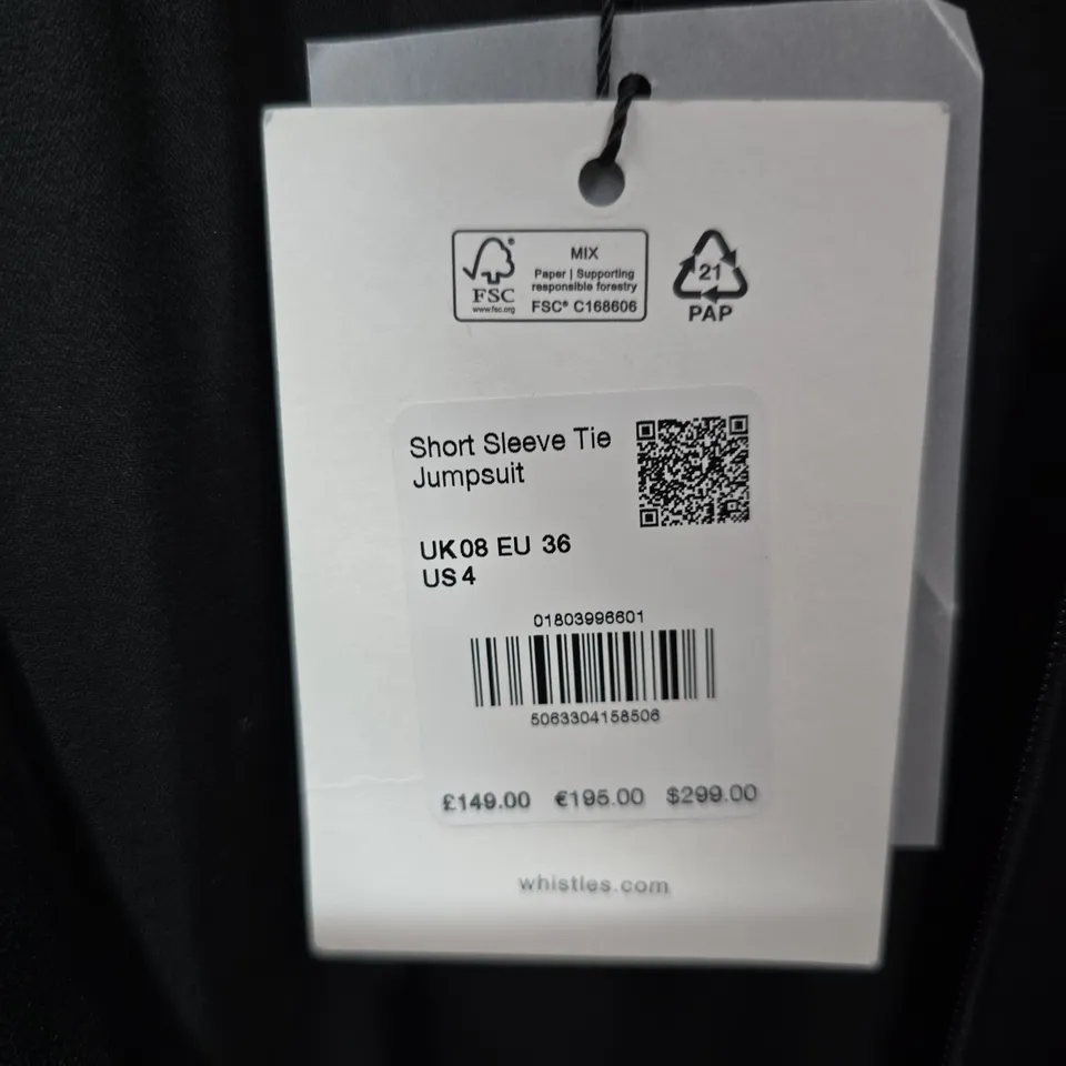 WHISTLES SHORT SLEEVE TIE JUMPSUIT – UK 8 (EU 36)