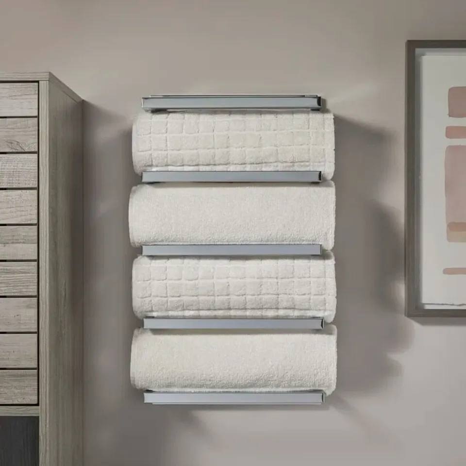 BOXED 5 TIER WALL MOUNTED TOWEL RACK CHROME 