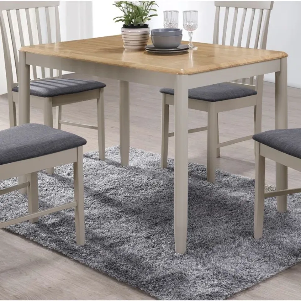 BOXED DEERFILED PERMIAN DINING TABLE - LIGHT OAK/STONE GREY 