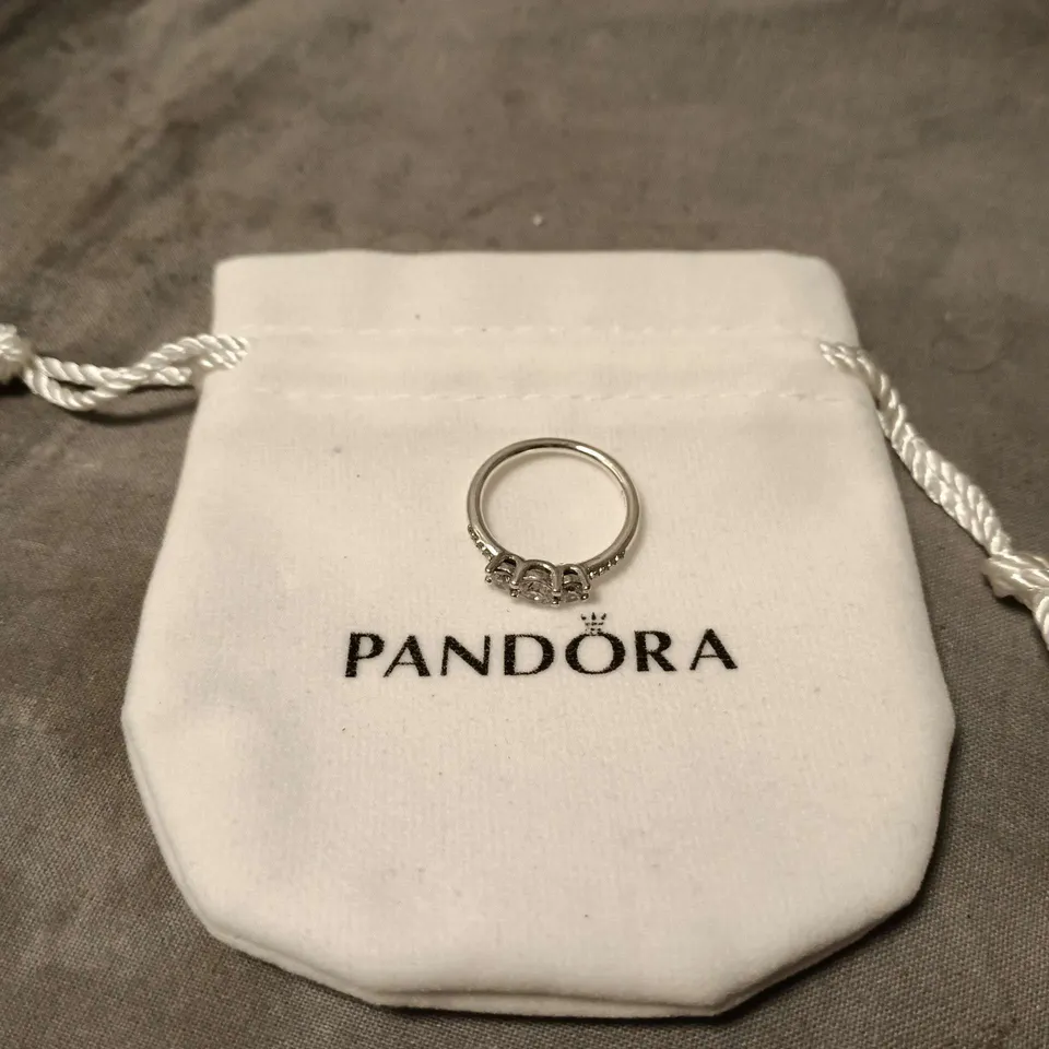 PANDORA SILVER-TONE RING WITH STONES 