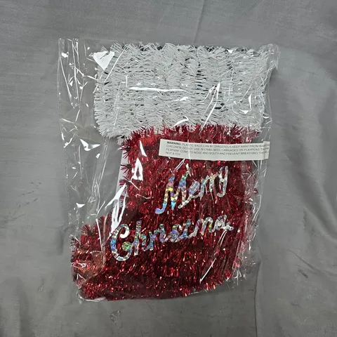 APPROXIMATELY 12 LIGHT UP TINSEL STOCKINGS WITH WHITE LEDS