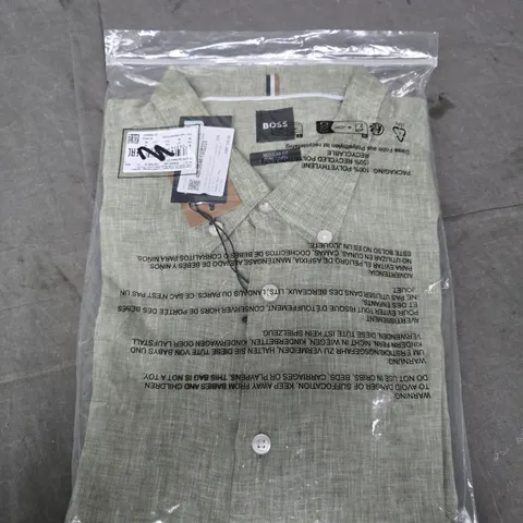 HUGO BOSS REGULAR FIT PURE LINEN SHIRT β GREEN, XXL