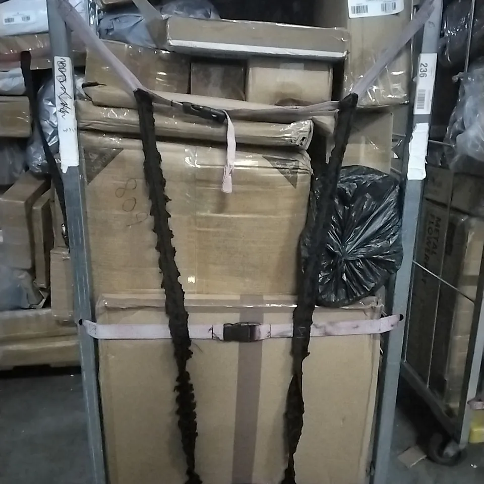 CAGE OF ASSORTED HOUSEHOLD GOODS TO INCLUDE LIFE IDEAS SHOE STORAGE BOX, HANDLING TOOLS AND NIGHT TABLE 