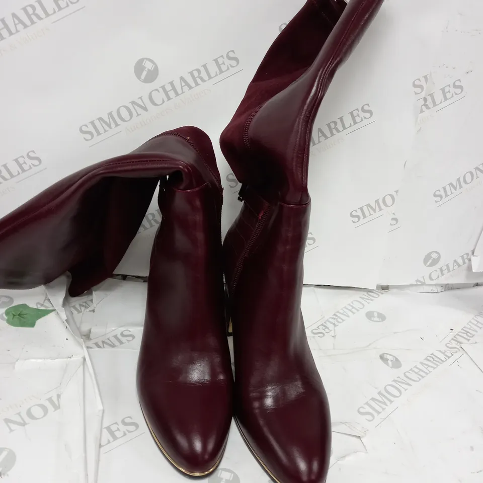MODA IN PELLE LIZETH KNEE HIGH LEATHER BOOTS BURGUNDY SIZE 7