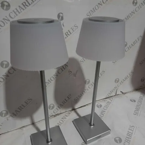 BOXED SFIXX SET OF 2 INDOOR OUTDOOR TOUCH TABLE LIGHTS IN SILVER