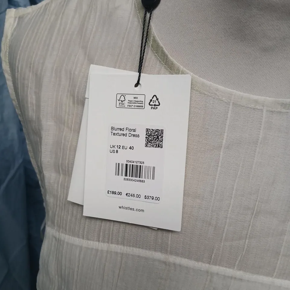 WHISTLES BLURRED FLORAL TEXTURED DRESS – UK 12 (EU 40, US 8)