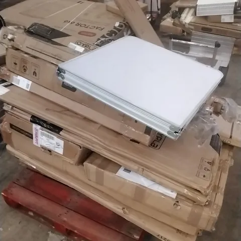 PALLET OF VARIOUS OYPLA PRODUCTS WHICH INCLUDE; STEP LADDERS, TABLE, STEEL FENCE PEGS ETC