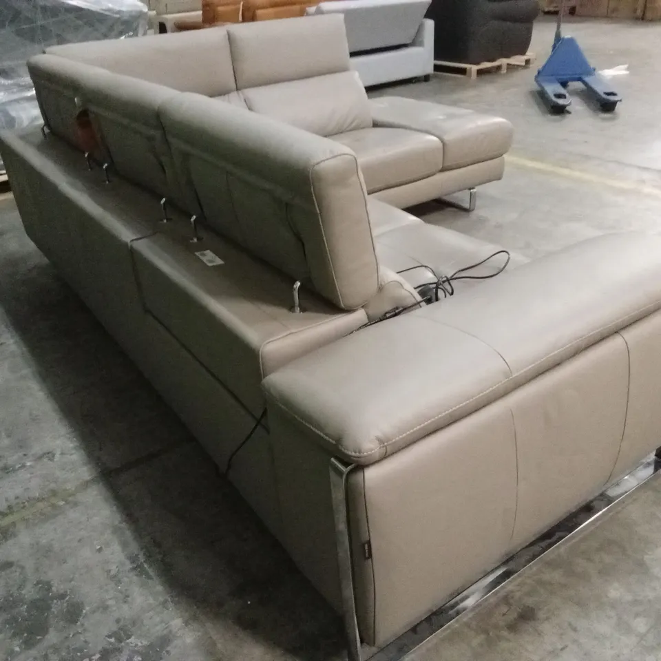 QUALITY DESIGNER ITALIAN MADE TERRA ELECTRIC RECLINING LEATHER CORNER CHAISE SOFA