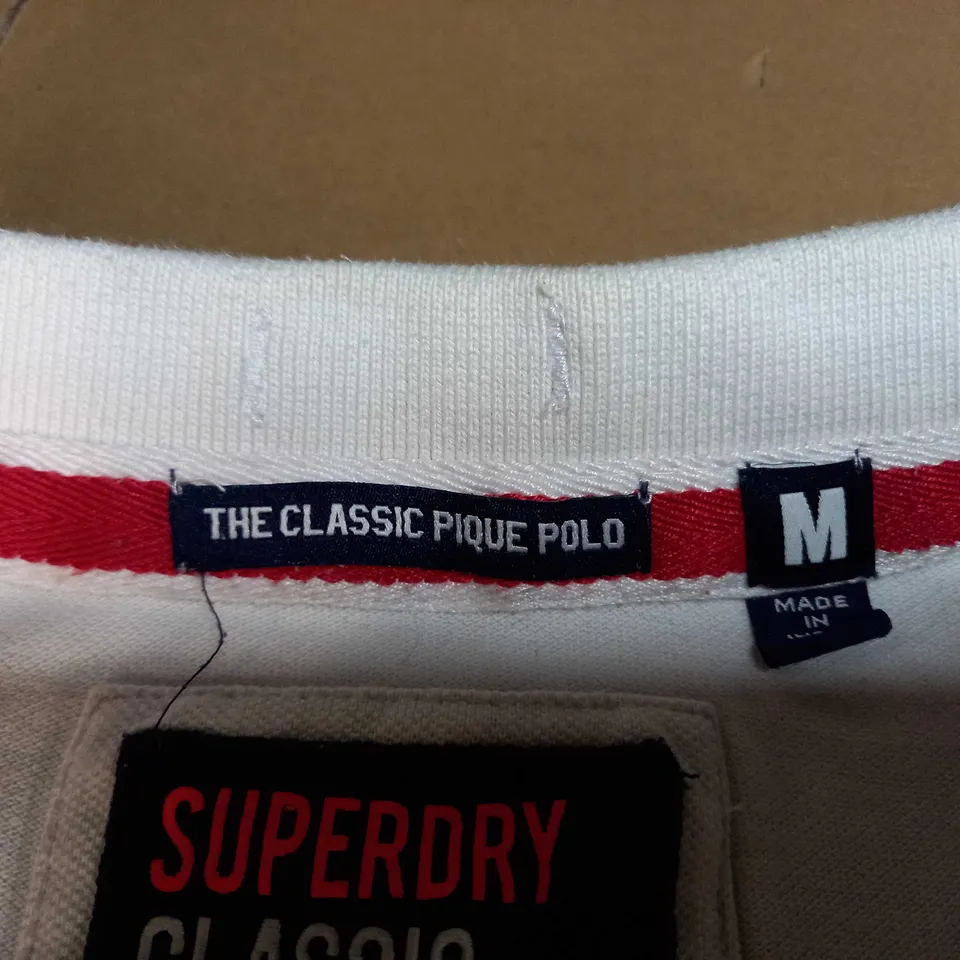SUPERDRY CLASSIC PIQUE POLO - WHITE SIZE M