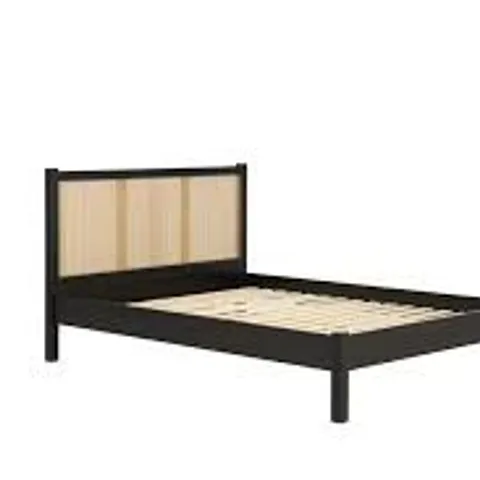 BOXED CROXLEY 150cm RATTAN BED - BLACK (2 BOXES)